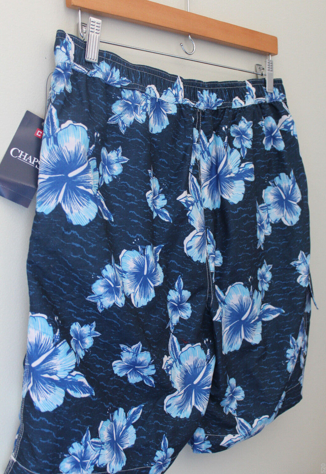 NWT CHAPS Men's Swim Shorts Surf Trunks Navy Blue Hawaiian Boardshorts XL 50