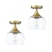 Farmhouse Gold 1-Light Semi Flush Mount Ceiling Light with Handblown Clear Glass