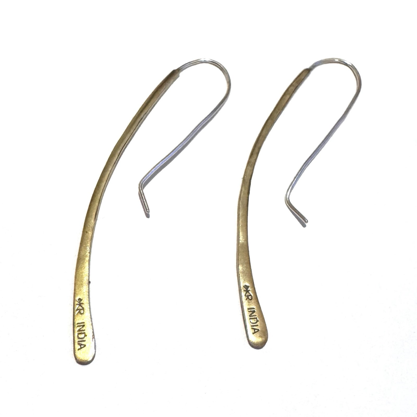 SILPADA Earrings Sterling Silver KRW0058 Brass Contour 2.75” Threader GOOD COND