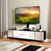 Floor TV Stand w/Power Outlet Height Adjustable Tall TV Stand w/Storage Shelf