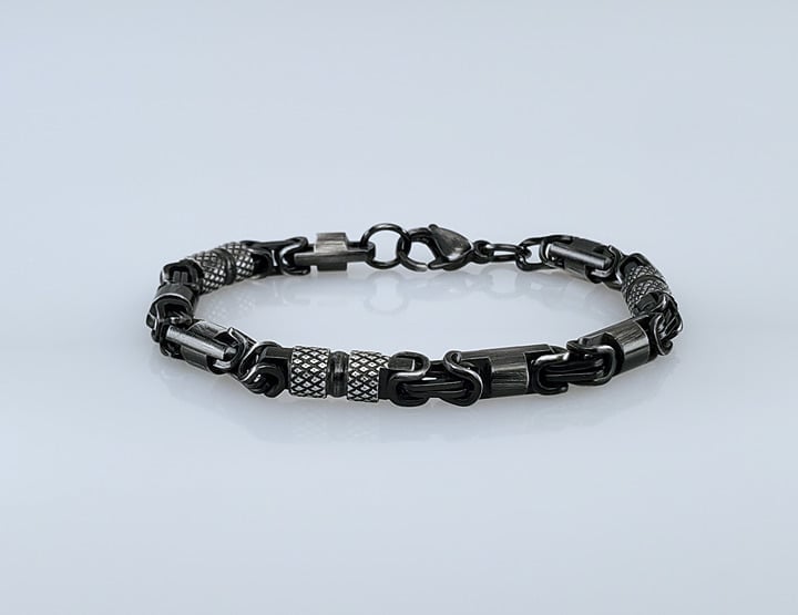 8 Mens Black Rhodium Platinum Chain Link Bracelet Guys Silver Jewelry 8 inch