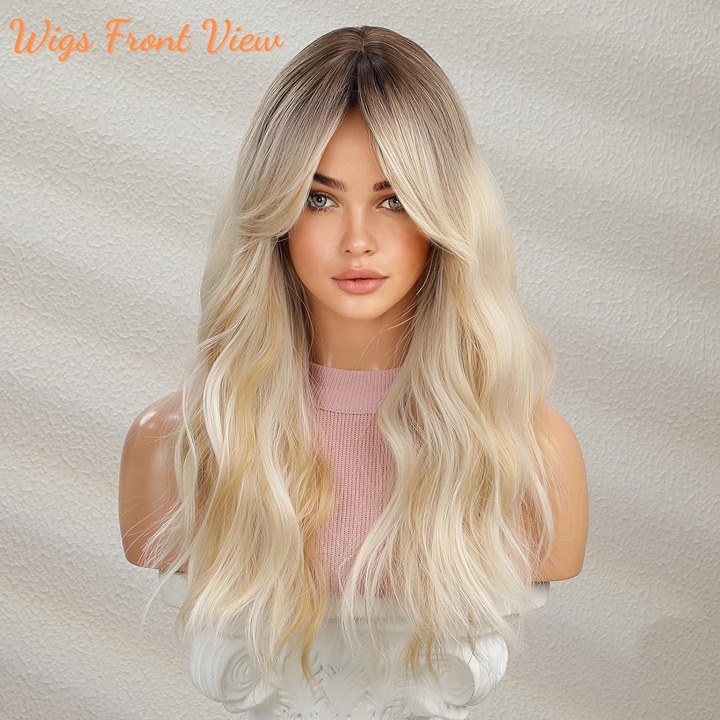 Women's Gradient Curtain Bangs Wig 26 Inch-H3DF
