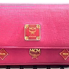 MCM Small Pink Wallet ID Cardholder Pink Leather Bifold Wallet MCM Charm Gift