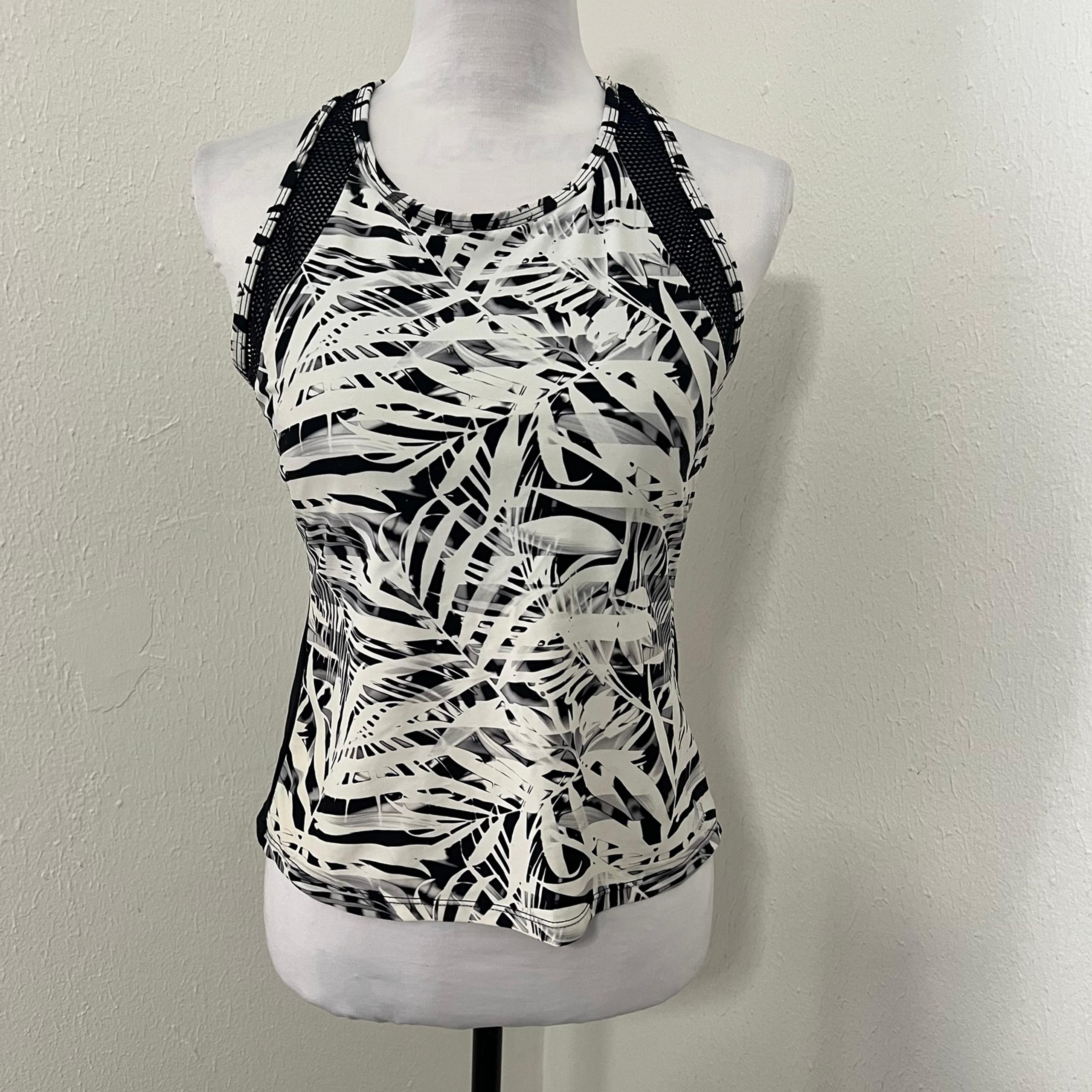RBX Women’s Sports Tank Top Under Bra Large Black and White Patterned Women Top