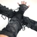 Mummy Bandage Gloves Black Lace Up Arm Warmers Halloween Costume Gray Zombie Psy