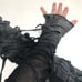 Mummy Bandage Gloves Black Lace Up Arm Warmers Halloween Costume Gray Zombie Psy