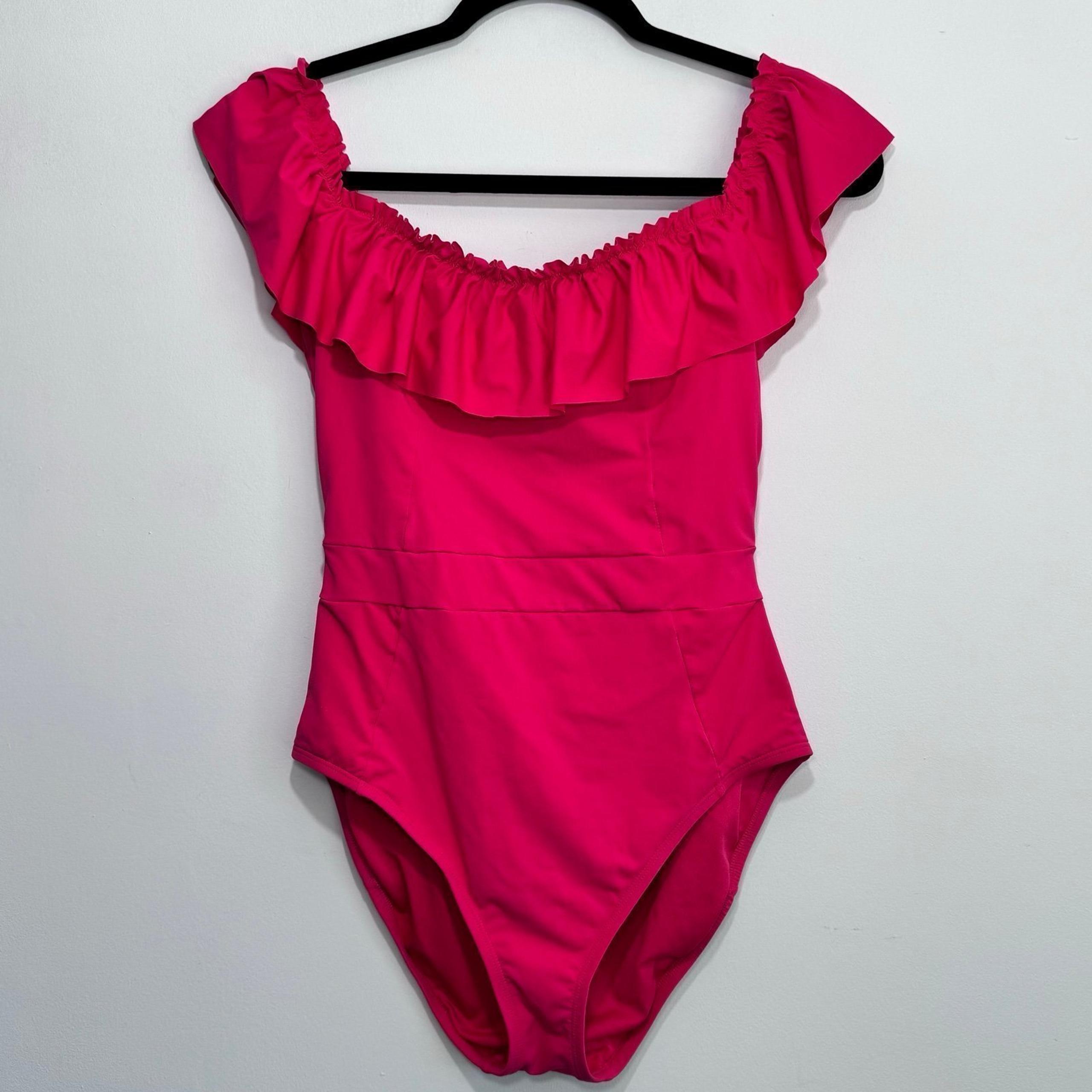 Bleu Rod Beattie Swimsuit One Piece Womens Pink Off The Shoulder Ruffle Size 8