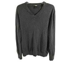 Banana Republic Sweater Mens L Gray Silk Cashmere Luxury V-Neck Long Sleeve NWOT
