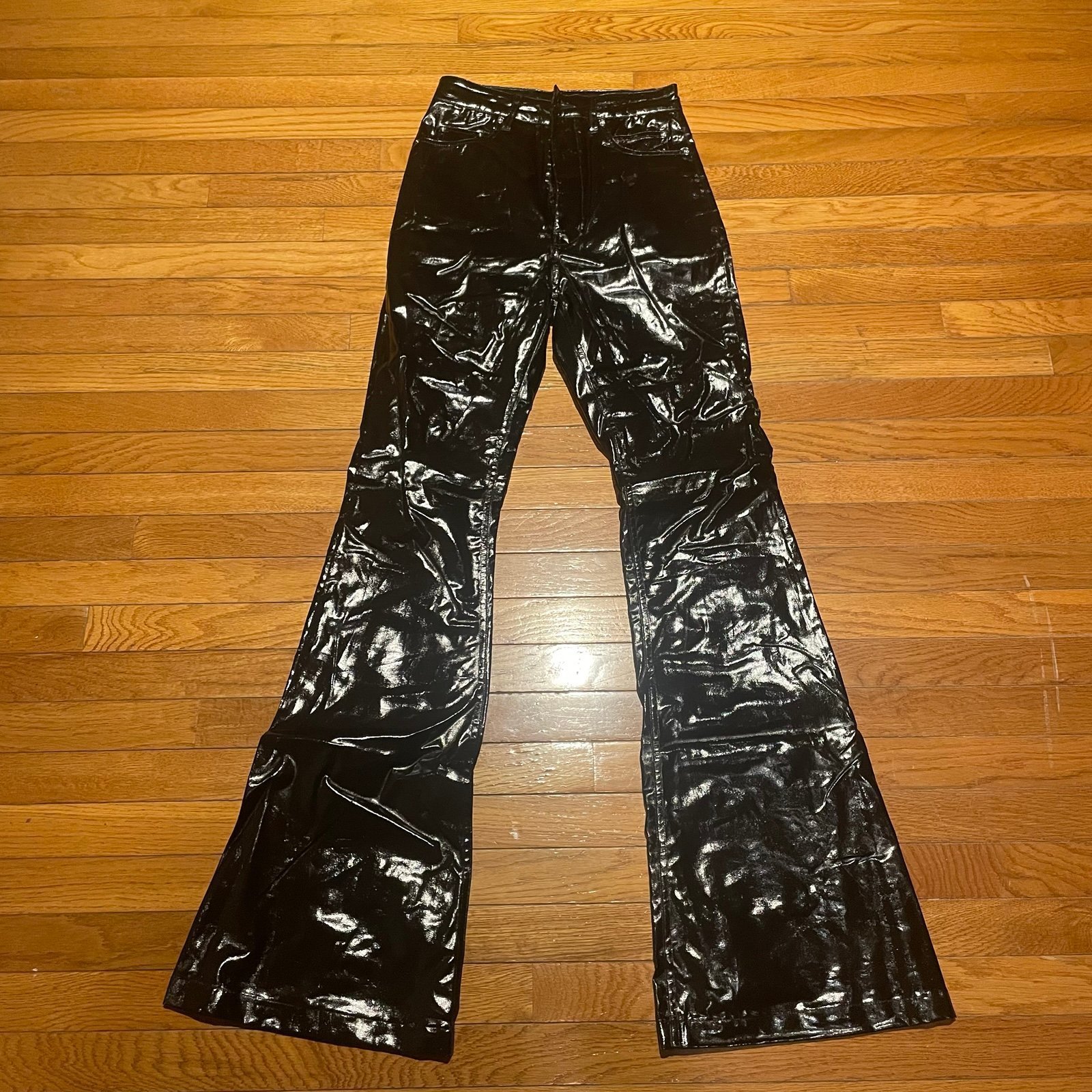 RickOwens Leather Bolan Flare Jeans and RickOwens Waxed Bolan flare jeans