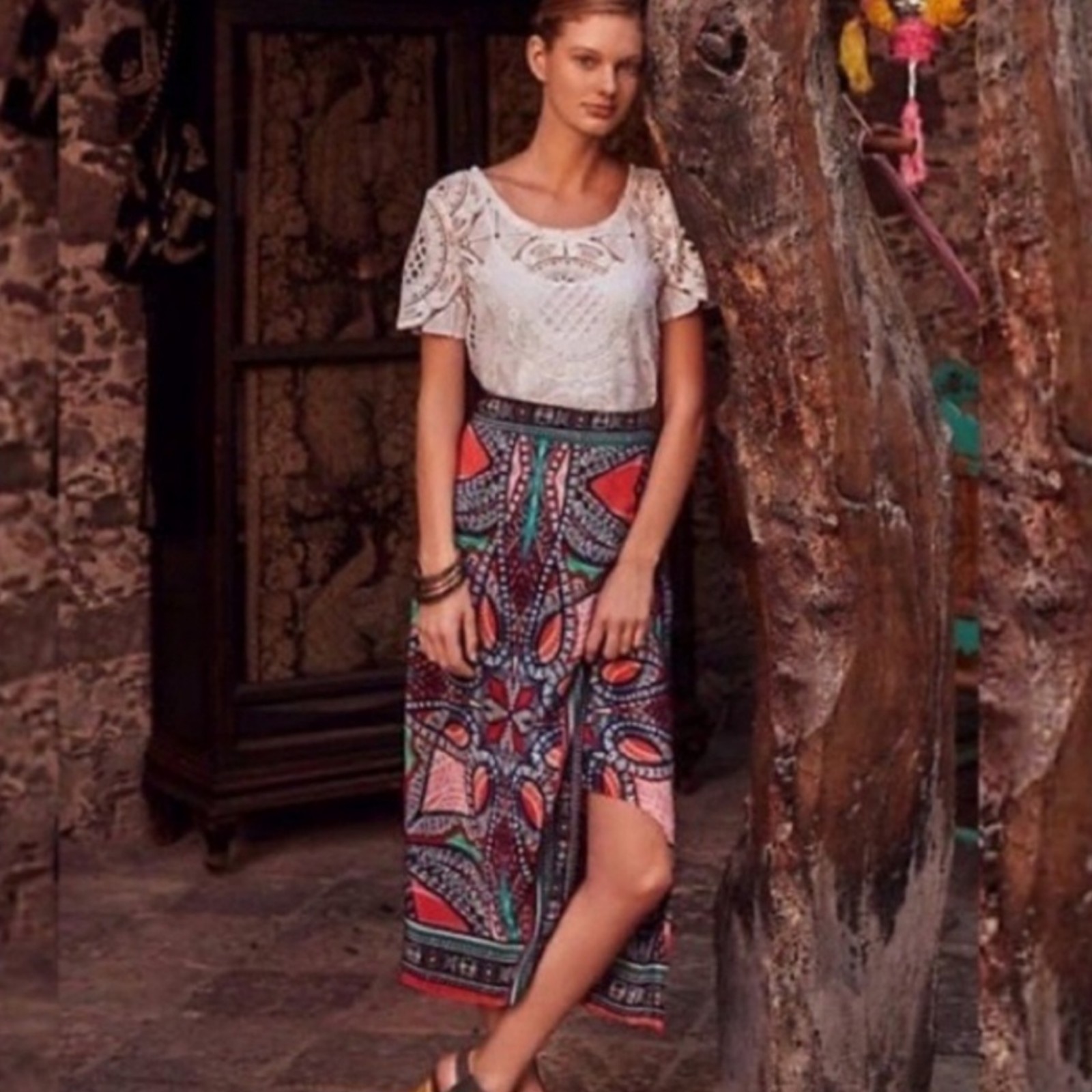 Maeve Anthropologie Geoda silk skirt Sz 2