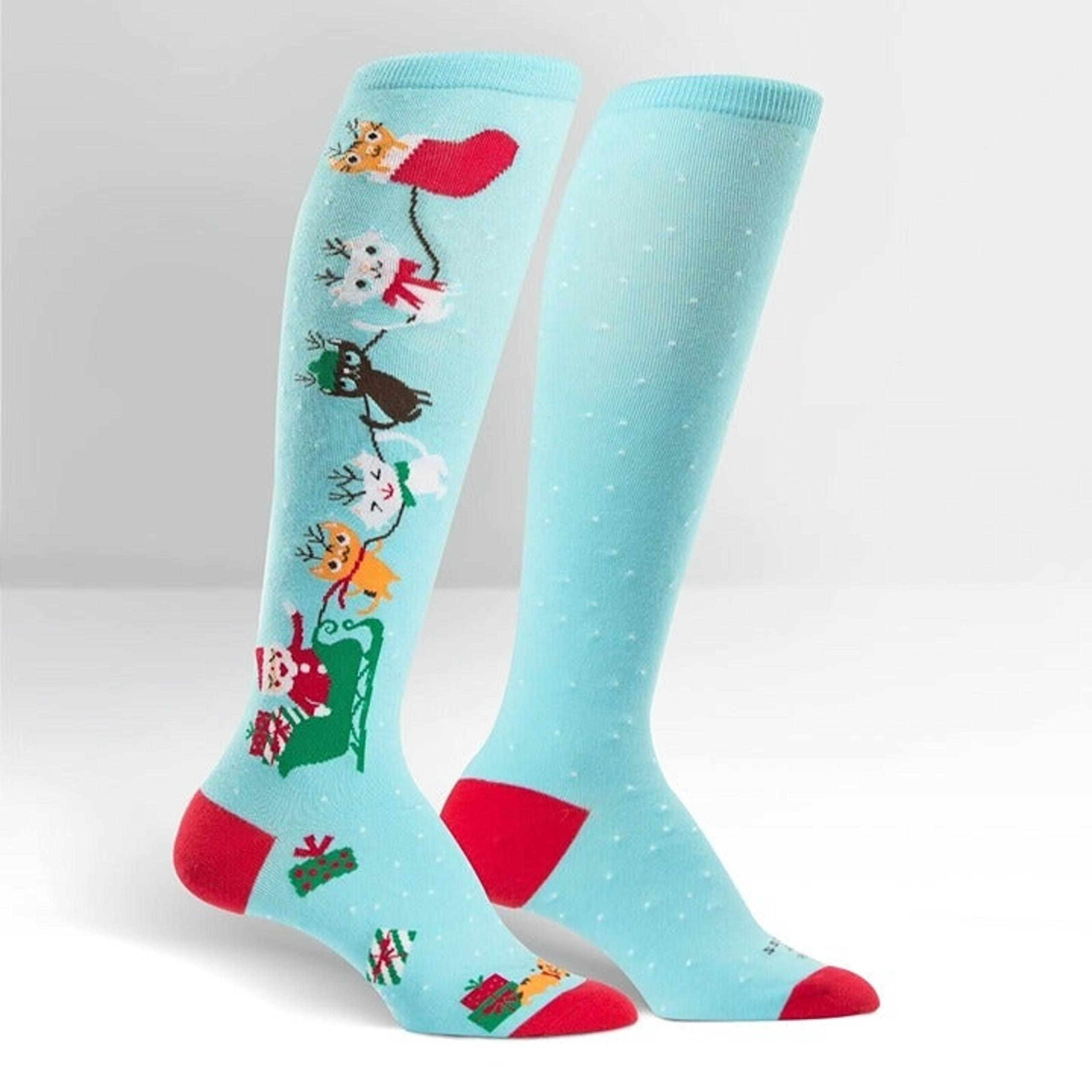 Sock It To Me Junior Knee High Socks Jingle Cats JK0025H Christmas Sock