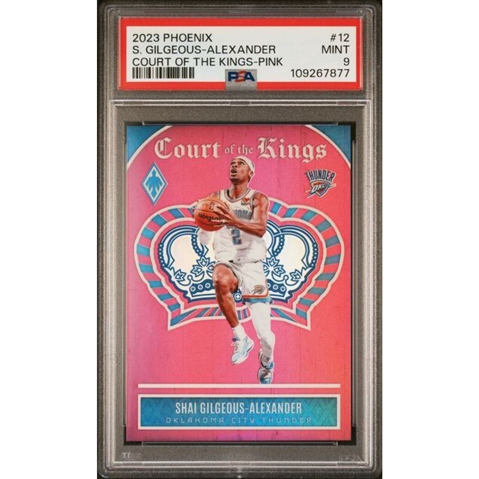 Shai Gilgeous-Alexander 2023 Panini Phoenix Court of the Kings Pink /99 PSA 9
