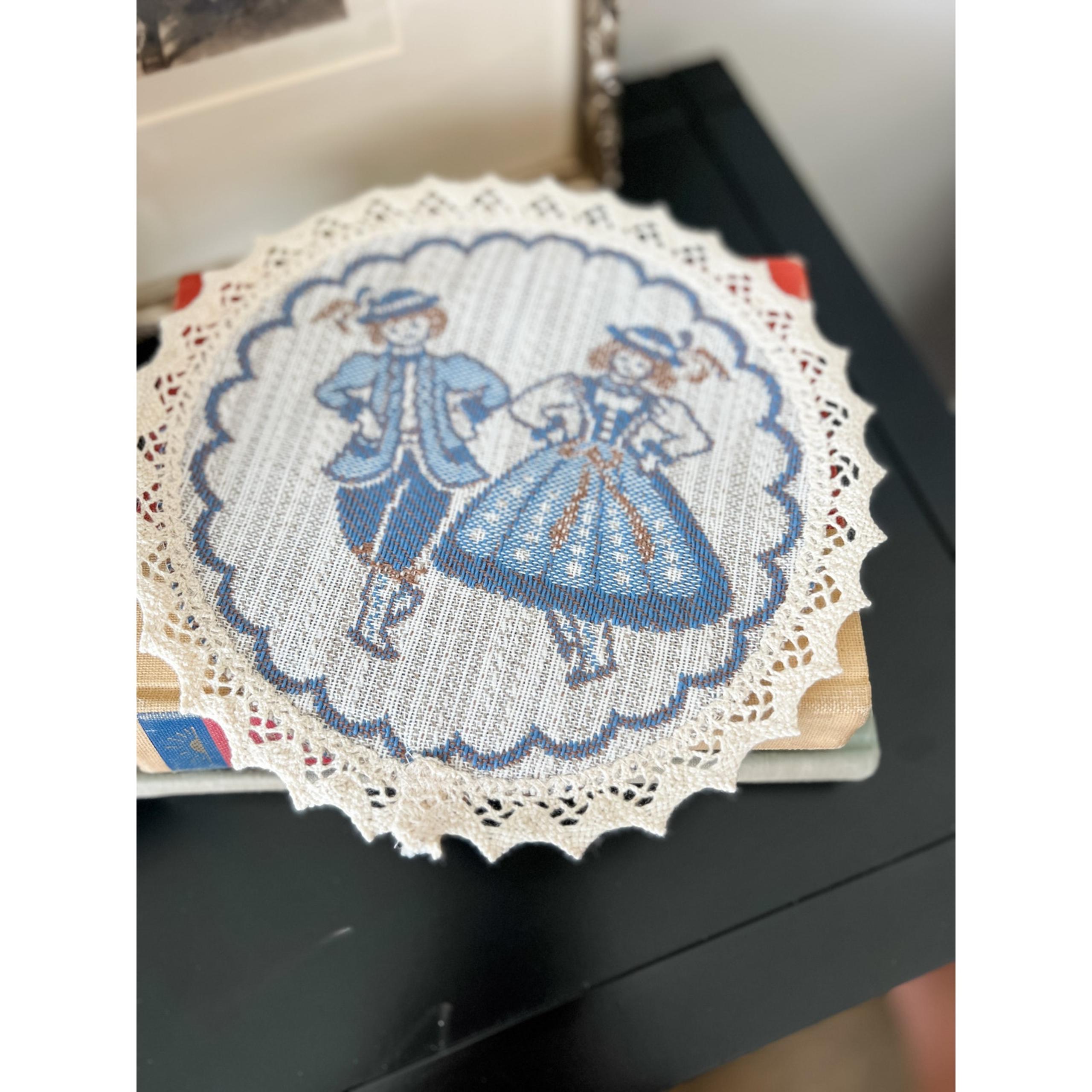 Vintage Austrian Folk Art Doily Set  of 3