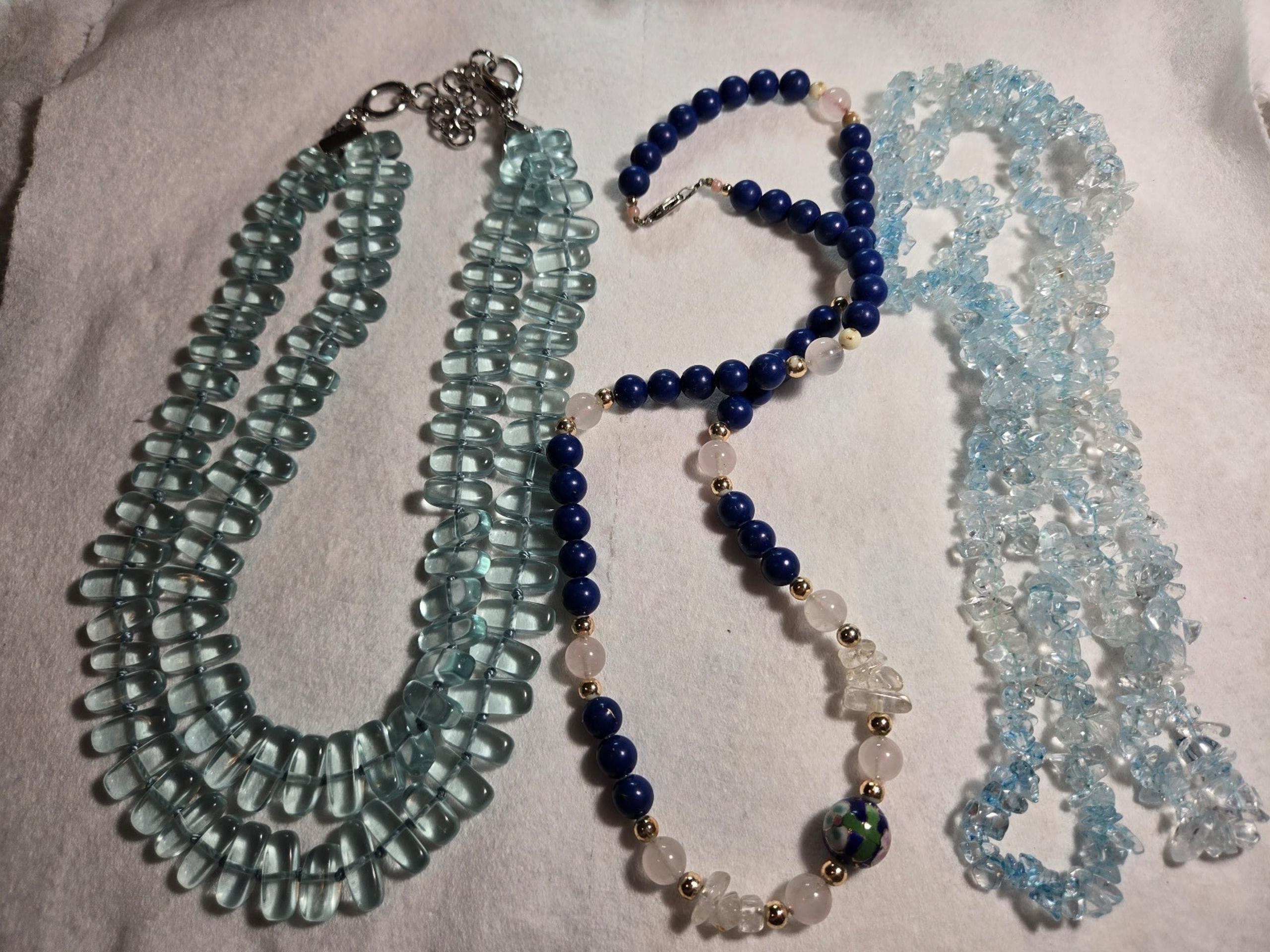 COOL BLUE COSTUME NECKLACE LOT