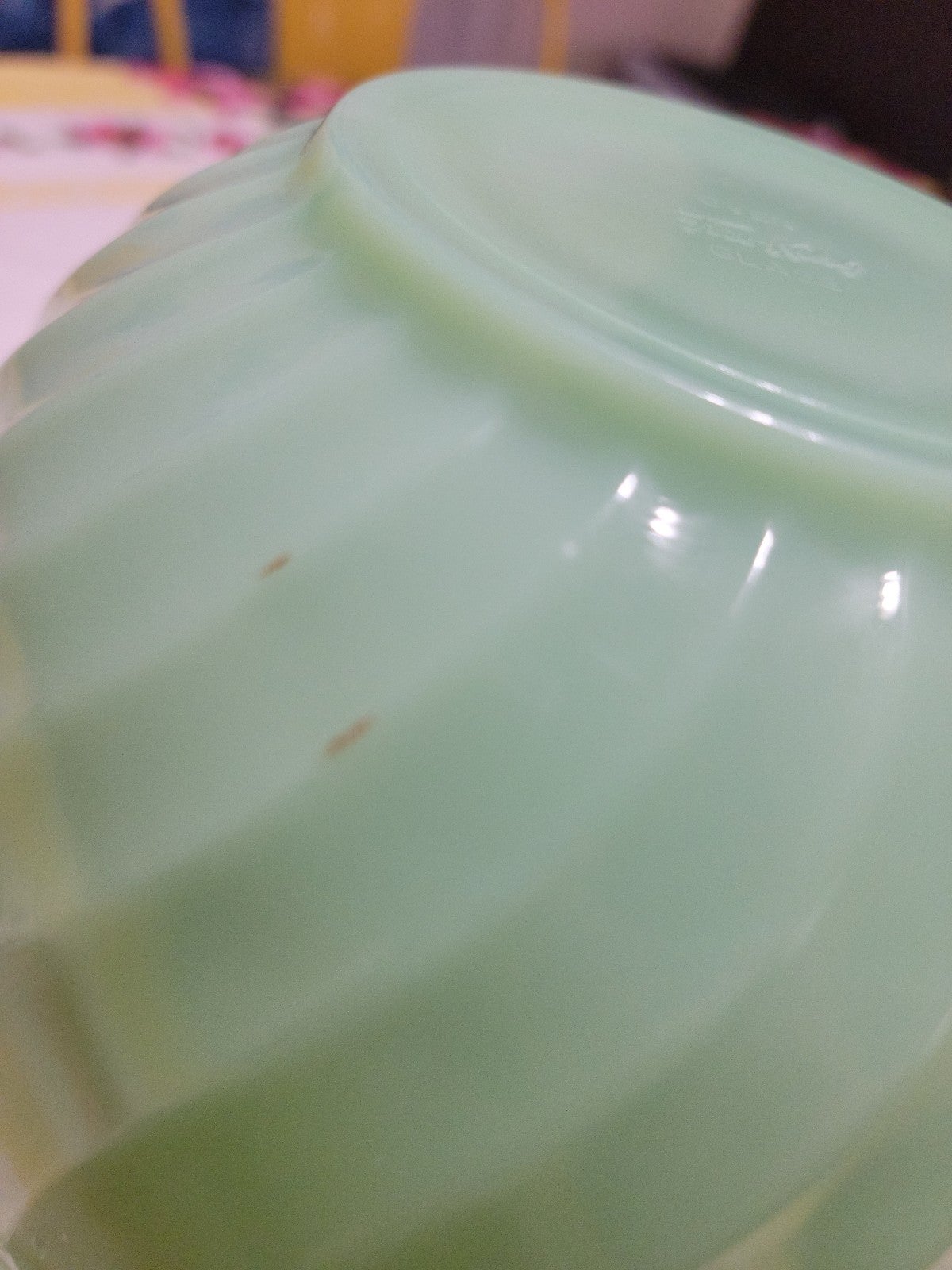 Four matching newest Fireking Jadeite swirl bowls