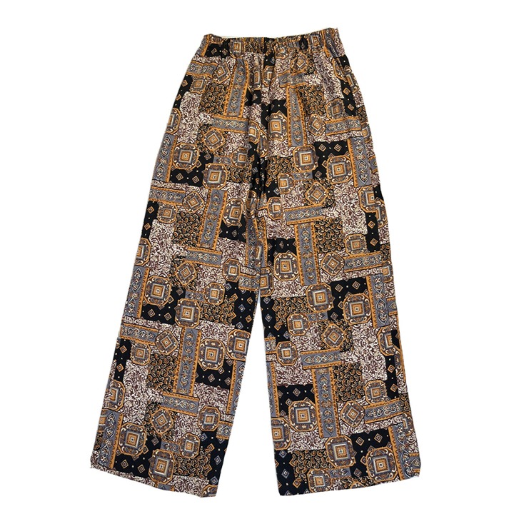 Vintage Womens Medium Psychedelic Paisley Print Cropped Wide Leg Pants USA