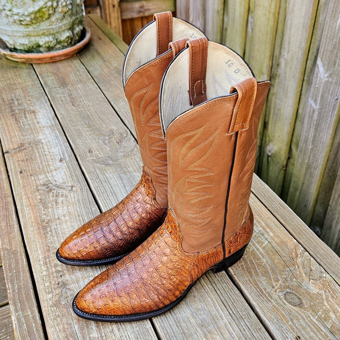 Vintage Custom Exotic Hornback Lizard Cowboy Boots Brown Size 10 D SUPER RARE!