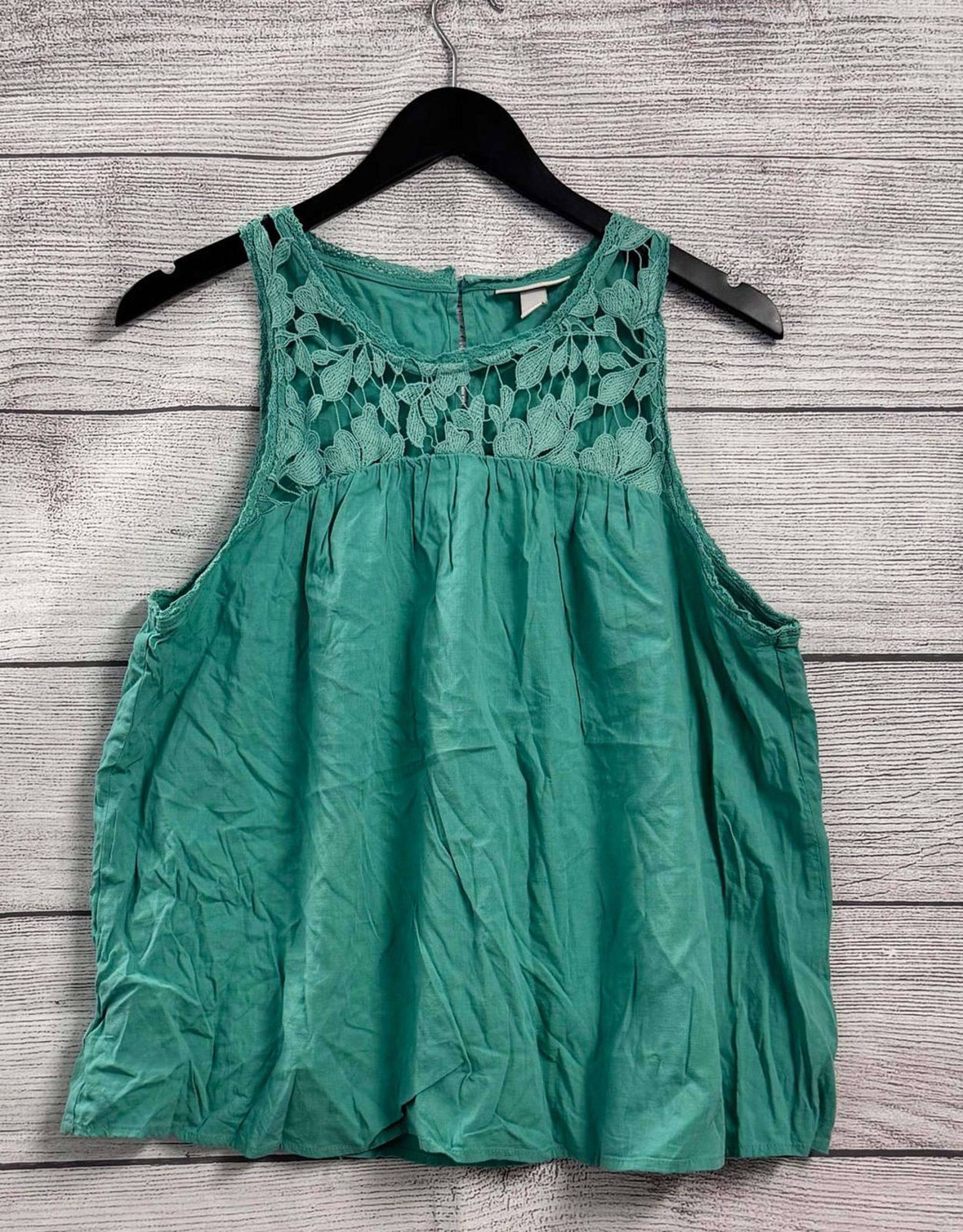 Knox Rose Embroidery Sage Green Blouse Women Size Medium