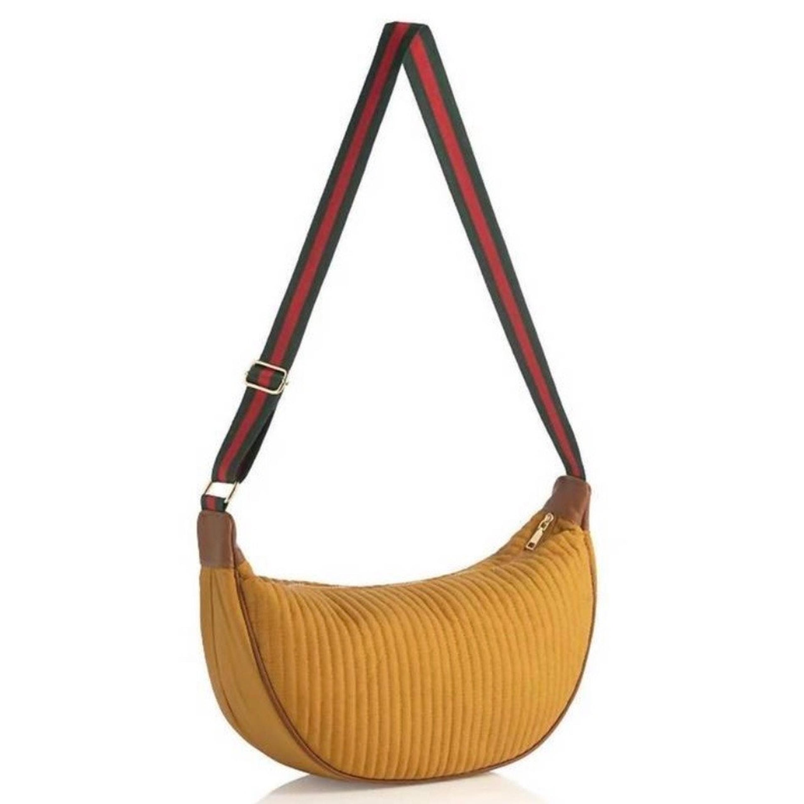 SHIRALEAH x ANTHROPOLOGIE | Ezra Large Crossbody Sling Bag Honey Gold Red Green