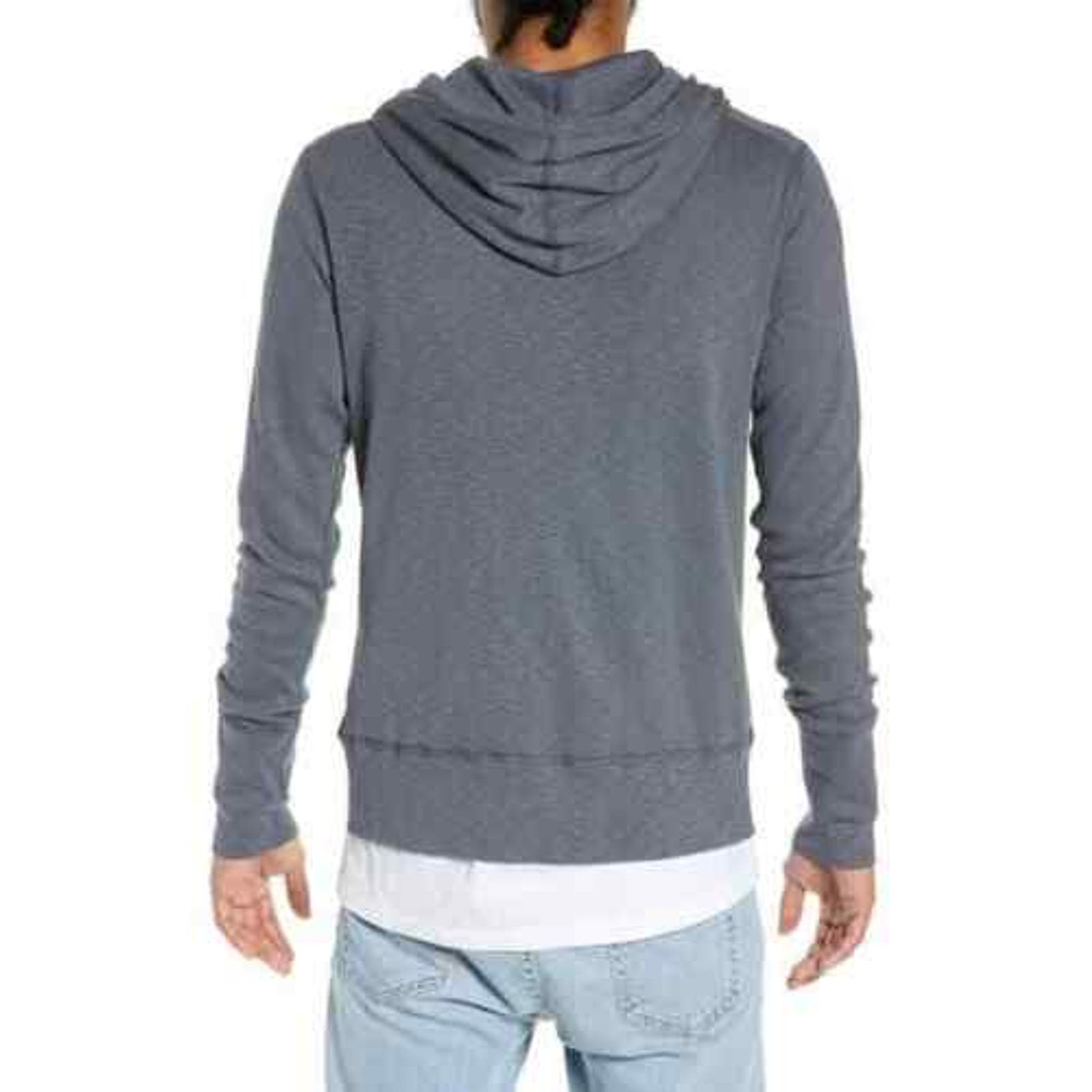 WINGS + HORNS Men's Slub Full Zip Hoodie SHADOW Grey Small NWT