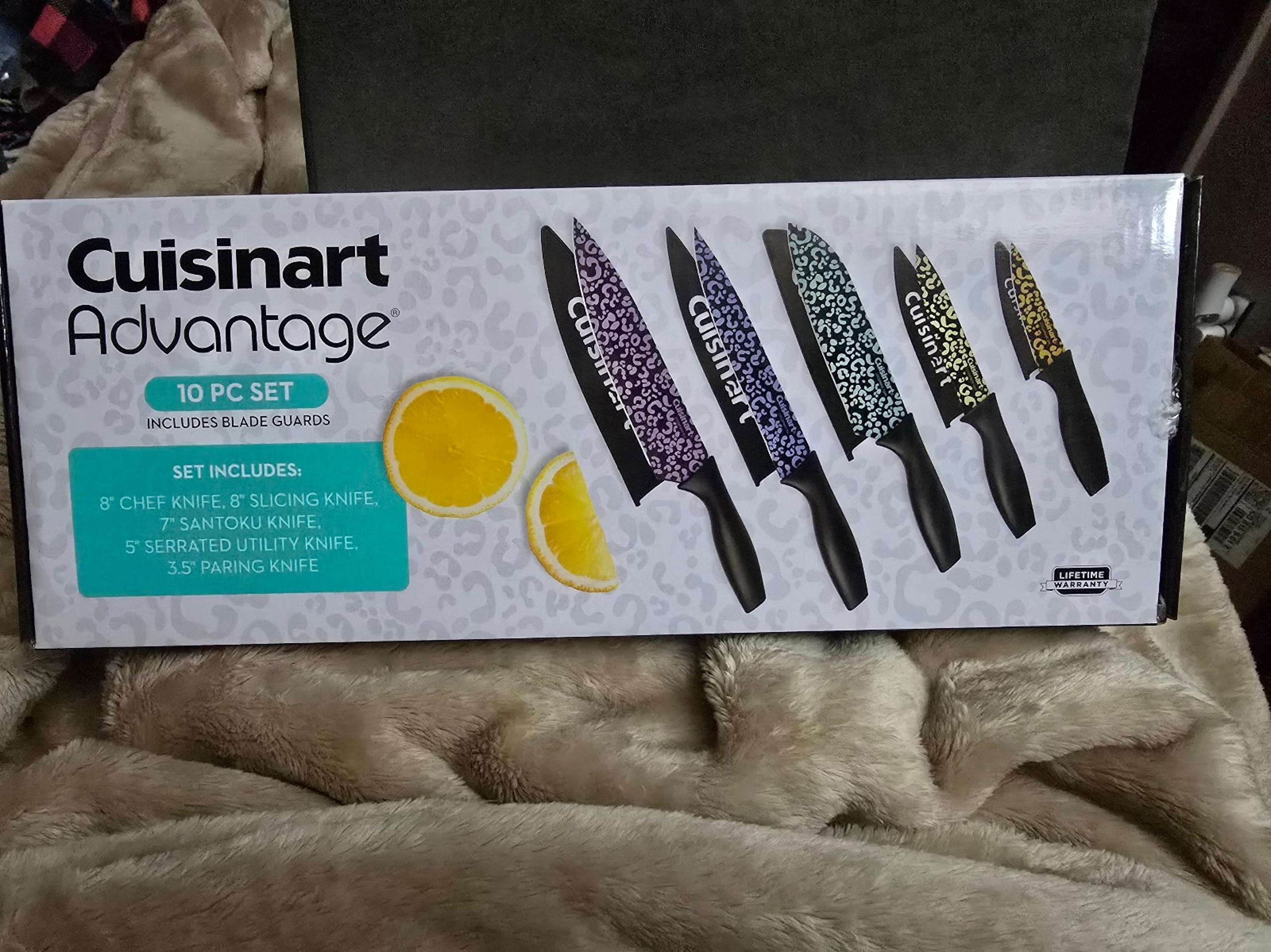 NEW CUISINART Advantage 10 Piece Set (5 Knives & Blade Guards) Animal Print