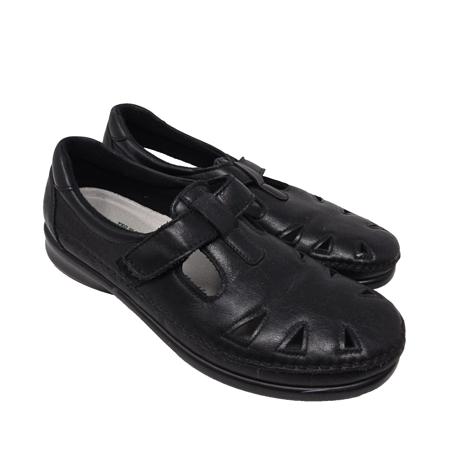 SAS Comfort Roamer Black Leather Cutout Tripad Women's Size 7.5 M Shoes