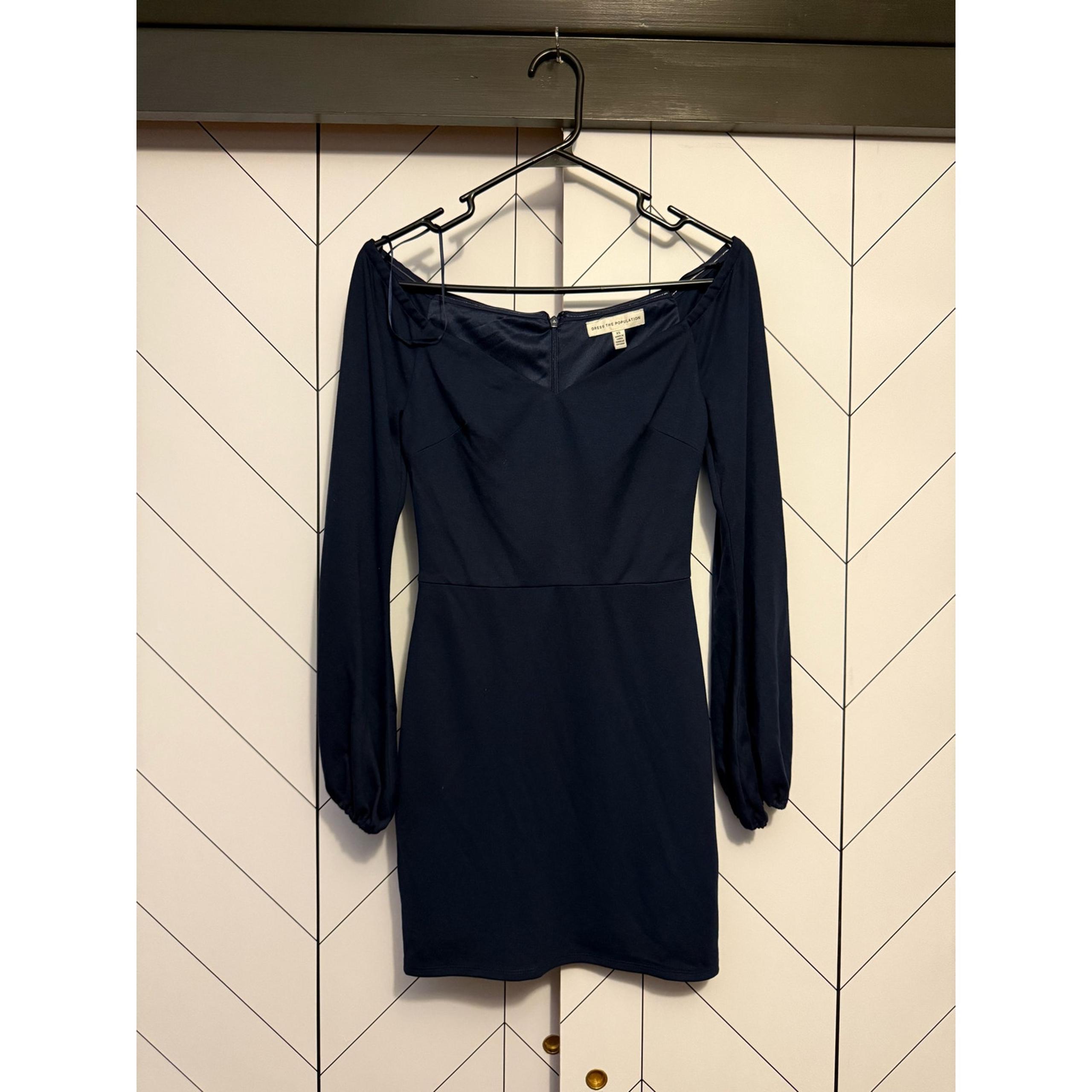 Dress the Population Women’s XS Esperanza Blue Puff Sleeve Bodycon Mini Dress