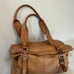 Vintage Distressed Brown Leather Shoulder Bag Fold over Hobo Double Handles