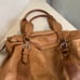 Vintage Distressed Brown Leather Shoulder Bag Fold over Hobo Double Handles