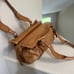 Vintage Distressed Brown Leather Shoulder Bag Fold over Hobo Double Handles