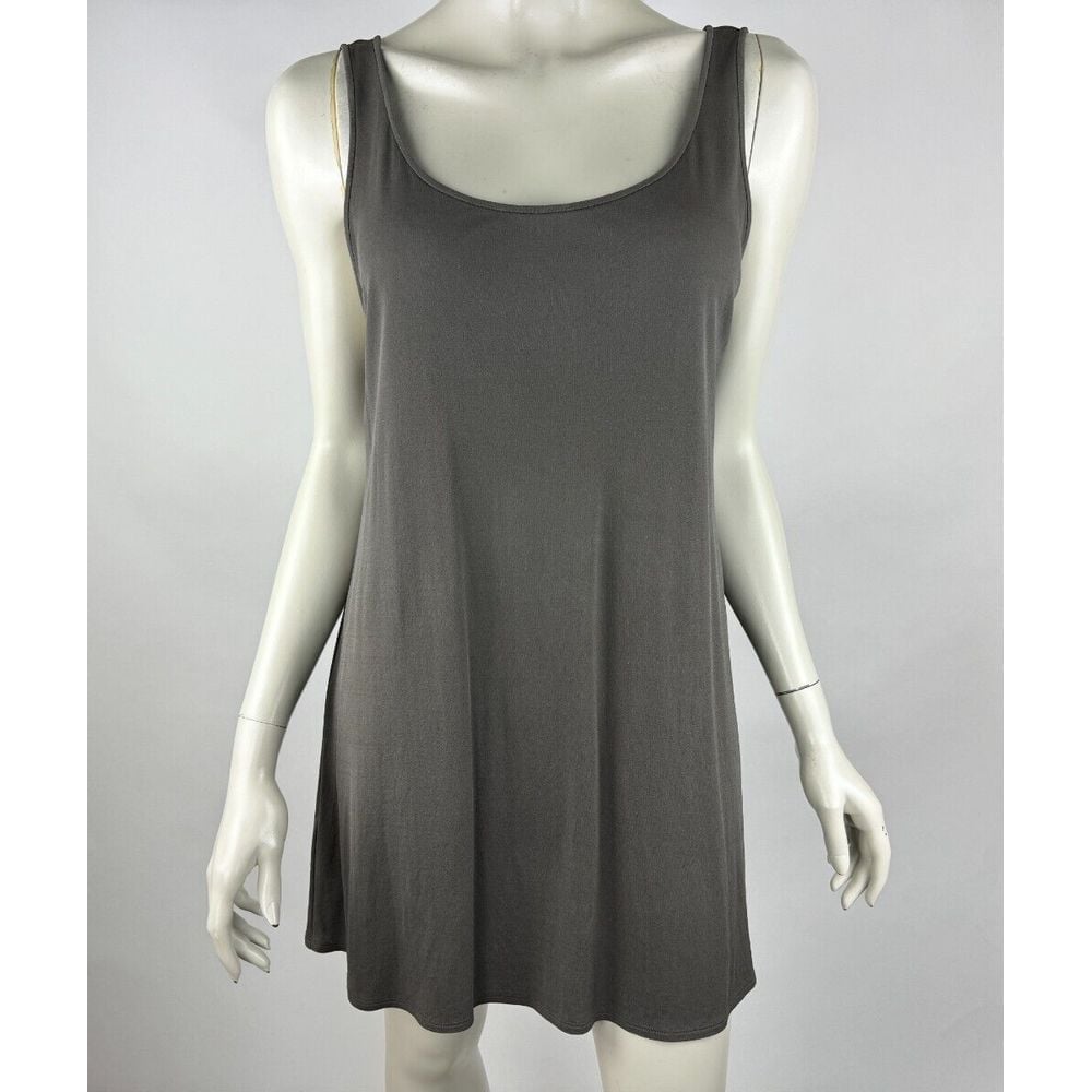 Eileen Fisher Silk Jersey Tunic Tank Women L Flaw* Sleeveless Scoop Neck Stretch
