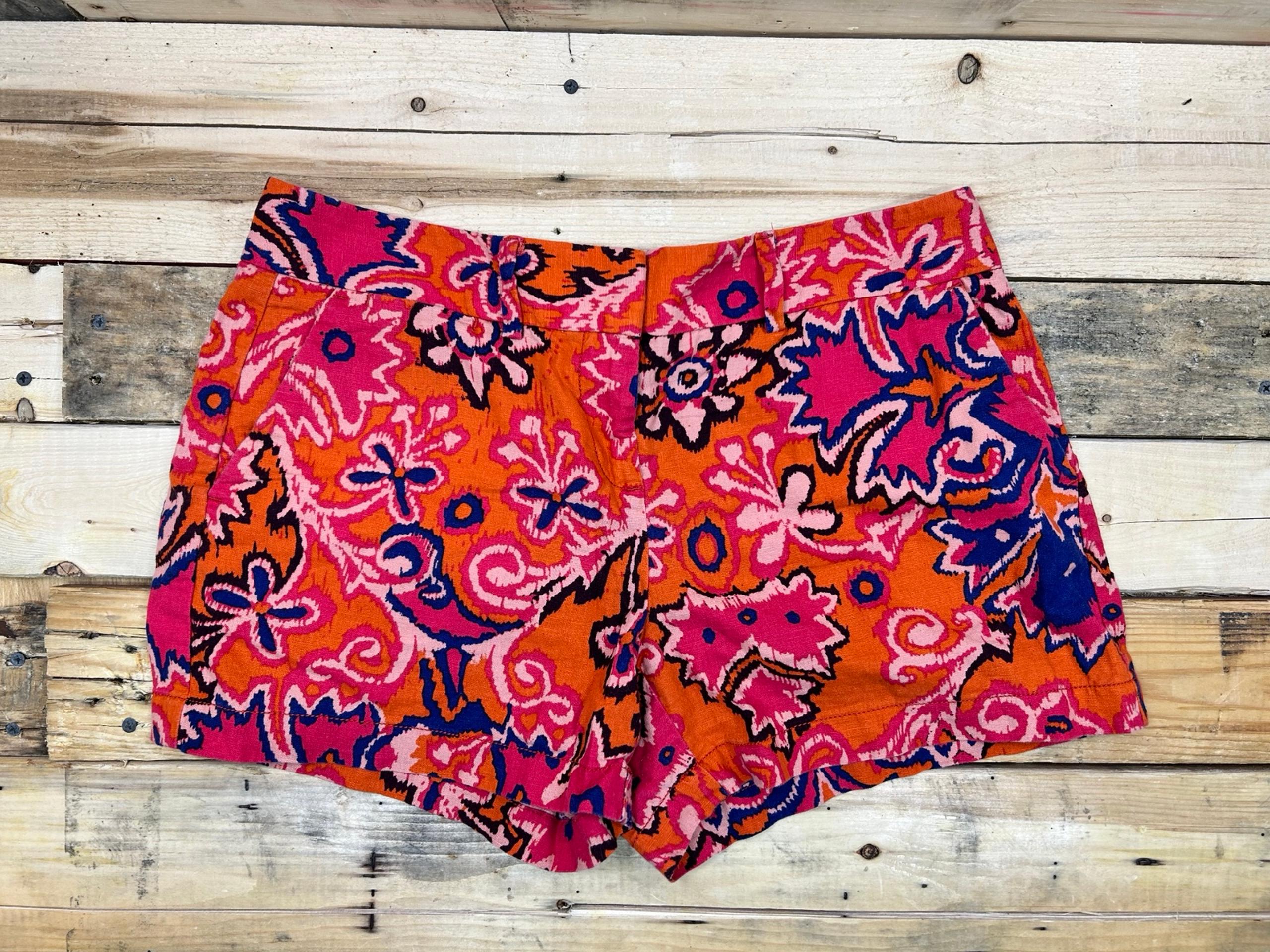 Ann Taylor Loft 4" Orange Navy Floral Pattern Shorts Women’s Size 4