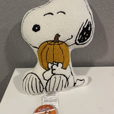 Peanuts Snoopy With Pumpkin Sherpa Decorative Fall Pillow