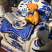 Vintage Cardew Teddy Bear on Chinoserie Painted Loveseat