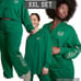 Vs pink boyfriend pants long sleeve tee full zip hoodie green gold script logo