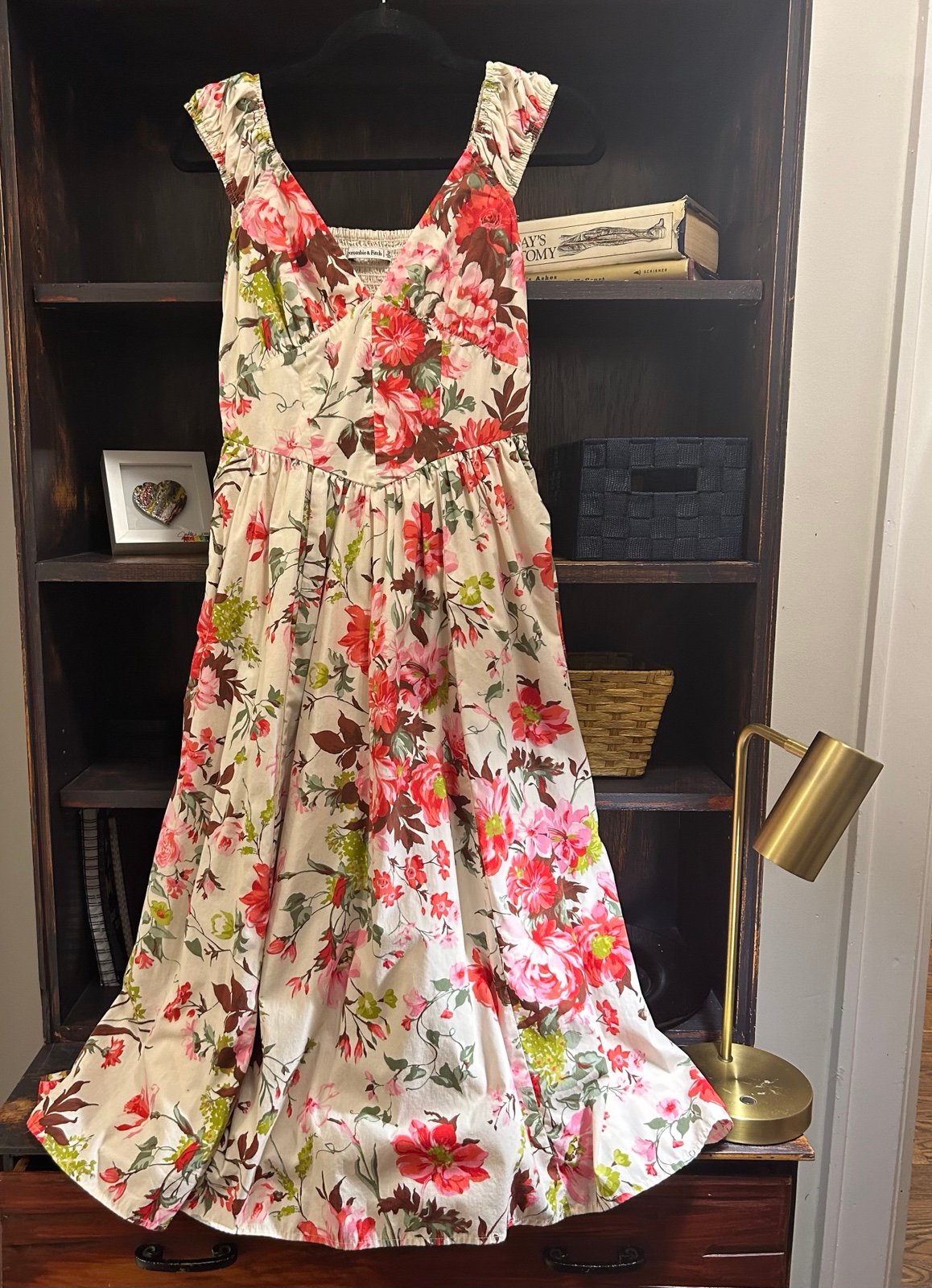 Abercrombie & Fitch Floral Cap Sleeve Dress | Sz Sm | Linen Blend | Corset