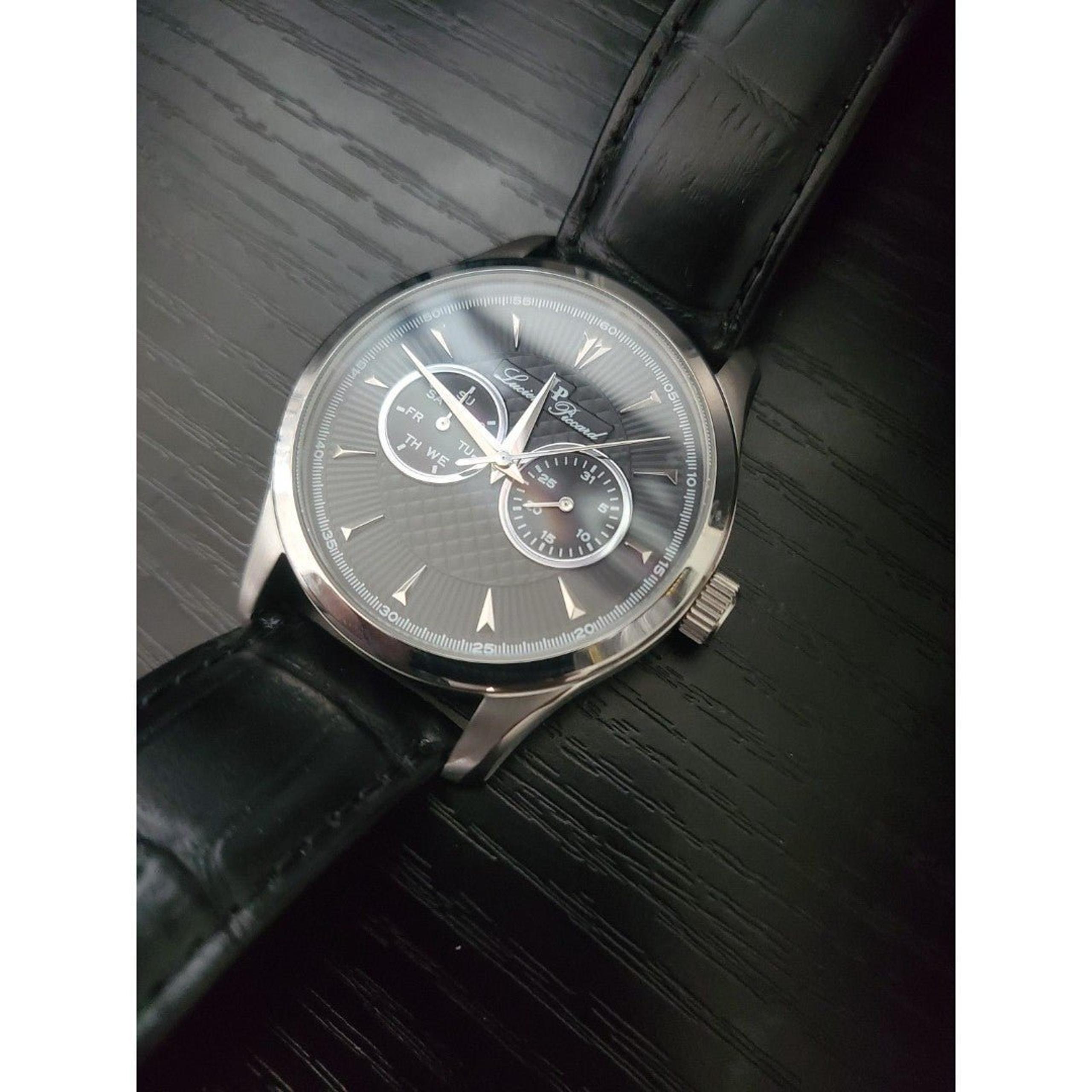 NEW Lucien Piccard LP-12761-01 Men's Stellar 90th Anniversary Black Watch-R1