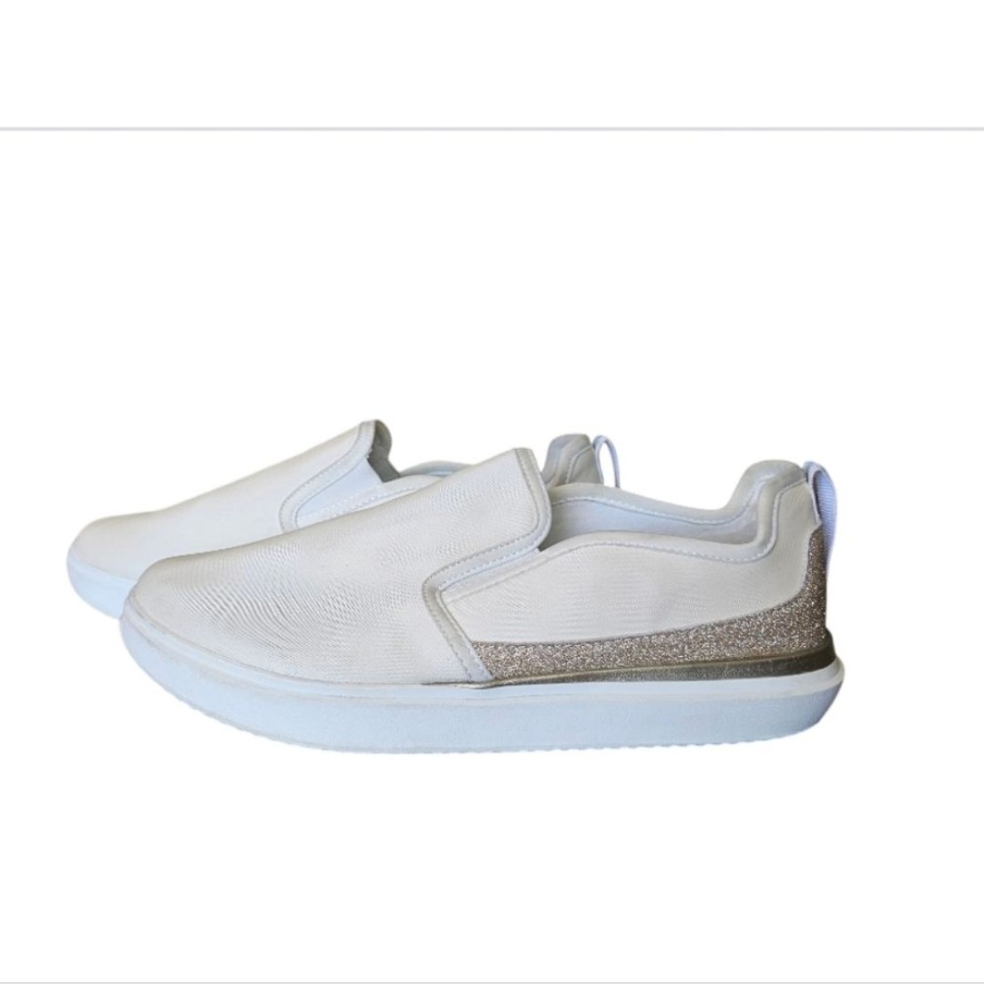 Rocket Dog Becki Slip On Sneakers Shoes Sparkly Metalic Silver Memory FoamSz 10