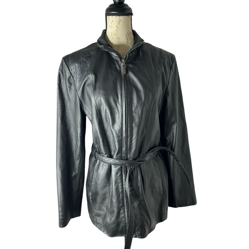 Vintage Lambskin Leather Tie Waist Belted Jacket Women's Size Large Worthington