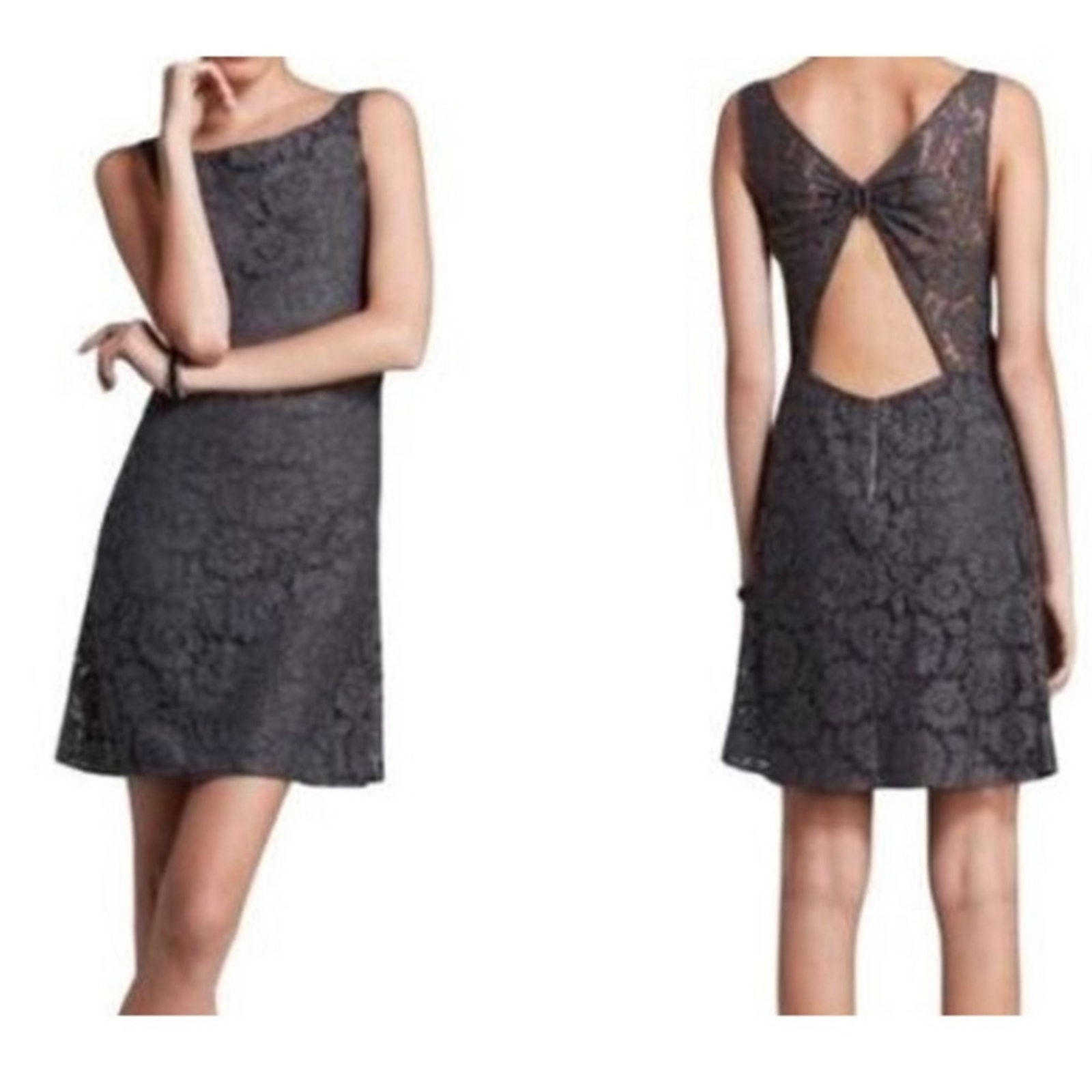 Alice & Olivia gray lace overlay open back sleeveless dress size Small NWT