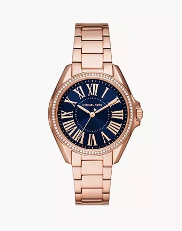 michael kors watch rose gold blue face