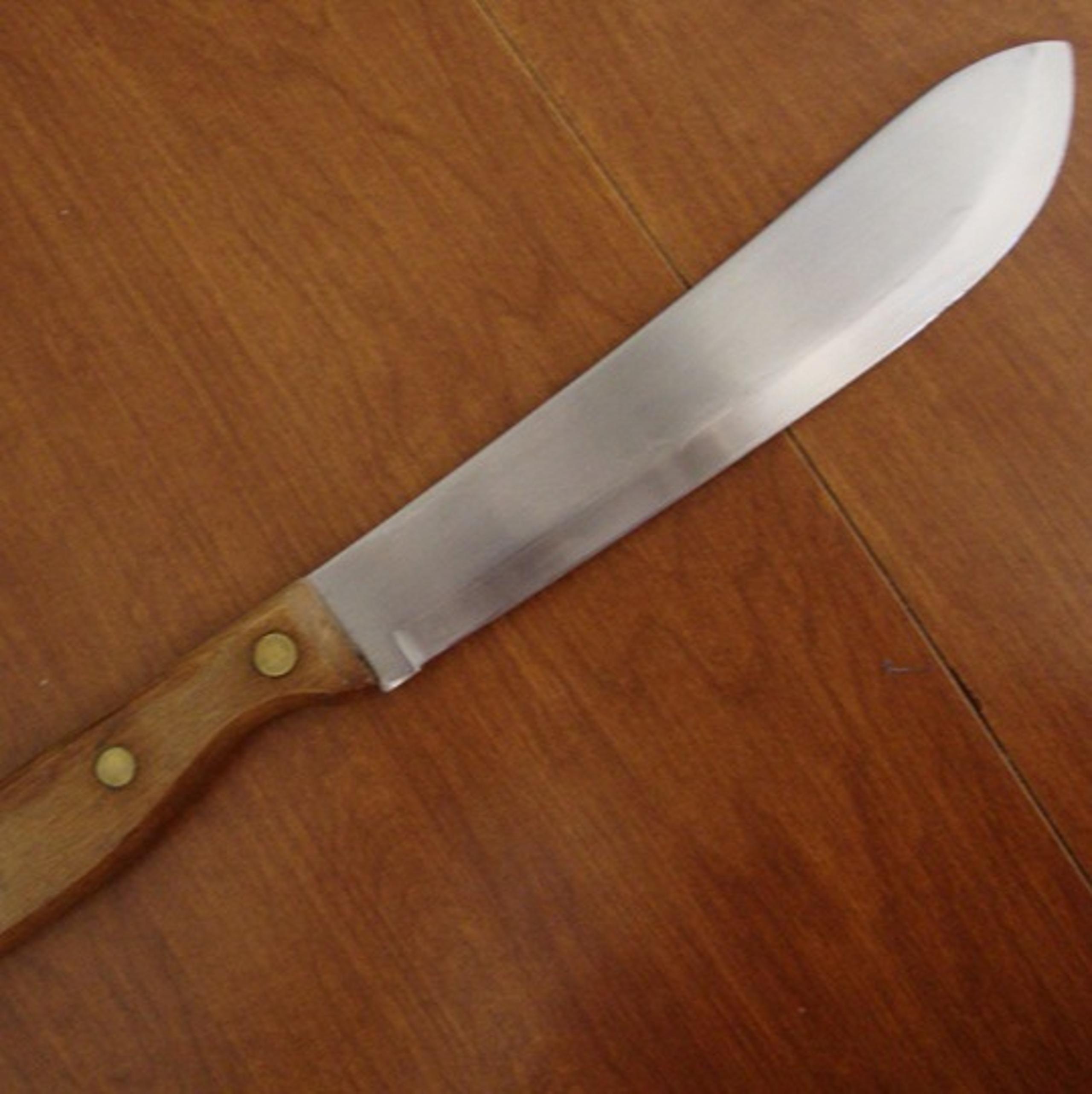 Regent Sheffield Butcher Block Knife Wood Handle Brass Rivets 8" Stainless Blade