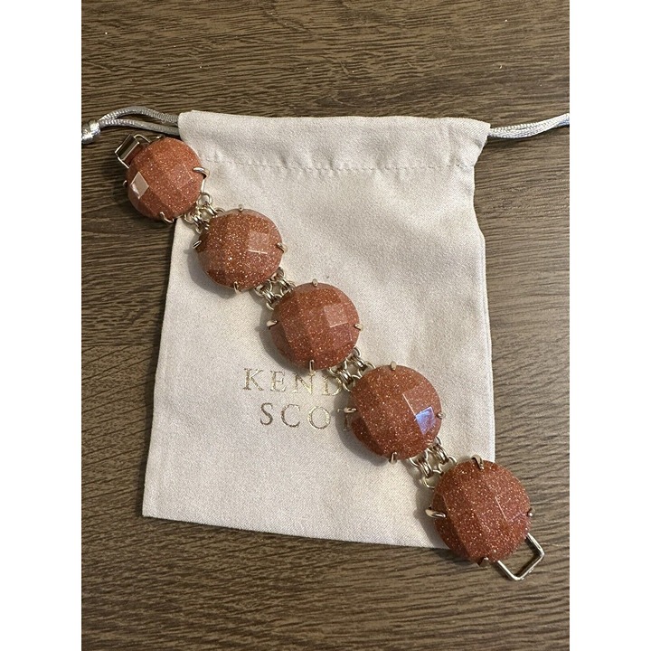 Kendra Scott Cassie Bracelet Goldstone Shimmer Faceted Gumdrop Gold Statement