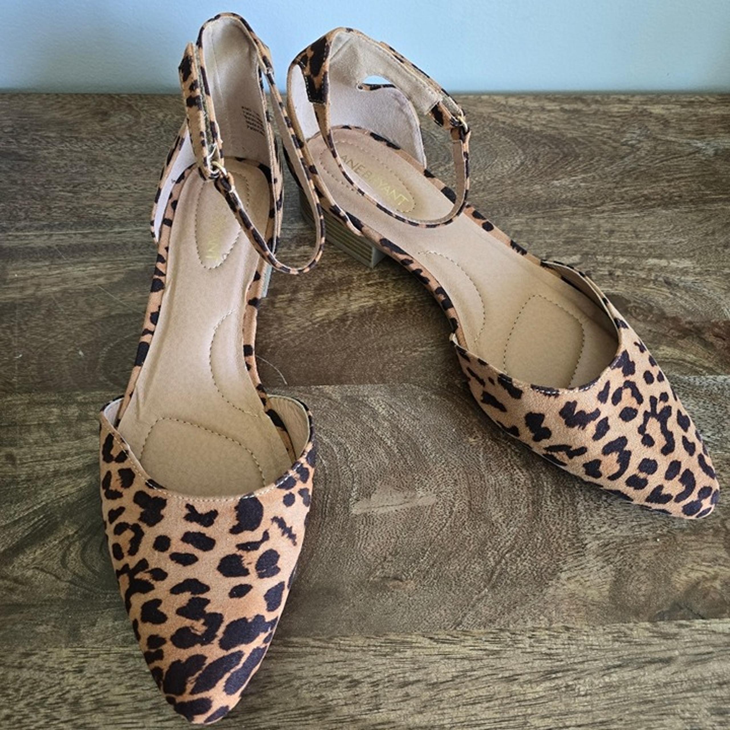 Lane Bryant Leopard Print Faux Suede Super Chic Flat Ankle Strap Shoes 11W