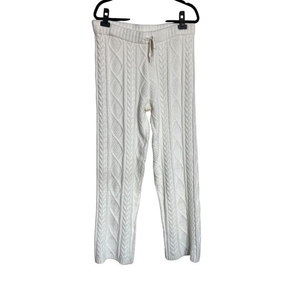PJ Salvage Pants Womens Large Ivory Pajama Lounge Chenille Cozy Cable Knit NWT