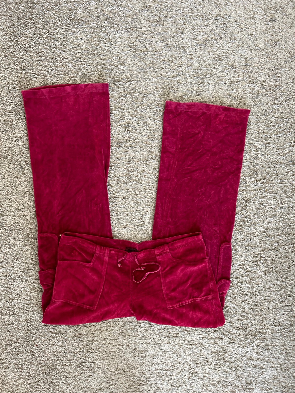 Omgirl burgundy cargo velour tracksuit pants