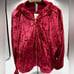 Women's Fabletics crushed velour 3 piece set color strawberry with gold hardware