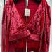 Women's Fabletics crushed velour 3 piece set color strawberry with gold hardware