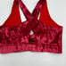 Women's Fabletics crushed velour 3 piece set color strawberry with gold hardware