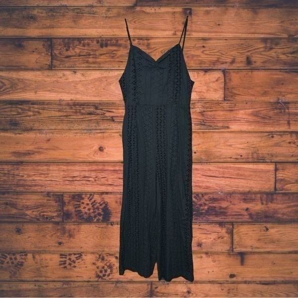 L&B Lucky & Blessed Black Eyelet Lace Jumpsuit Small- New With Tags